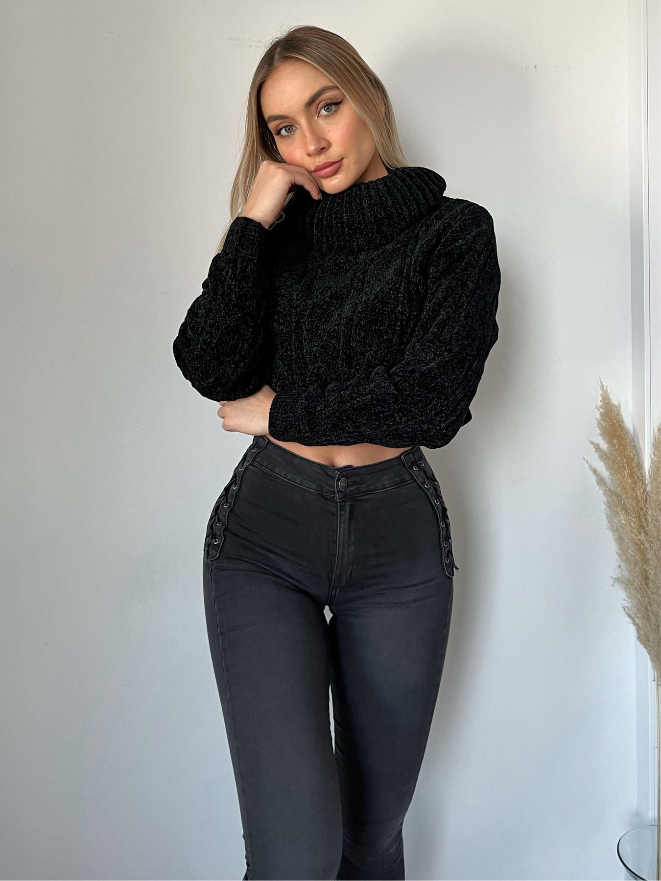 Braided Design Colorful Skinny Fashion Jeans