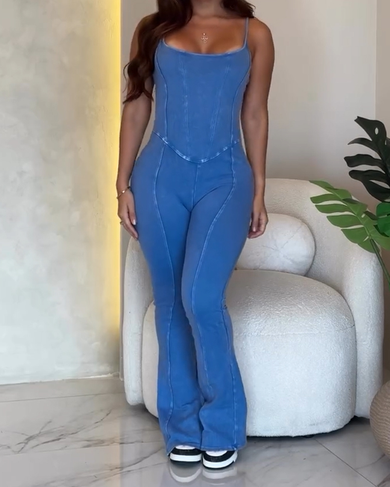 Washed Fabric Suspender Jumpsuit (Pre-Sale)