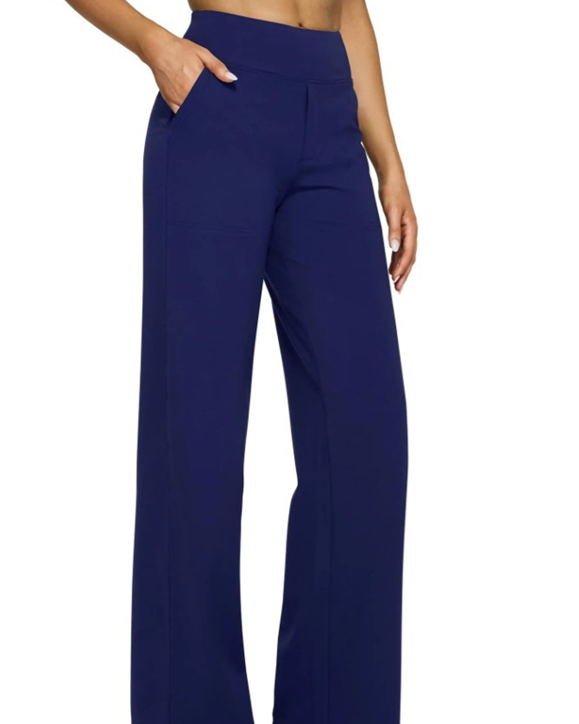 Casual High-Waisted Straight-Leg Yoga Pants with Loose Pockets
