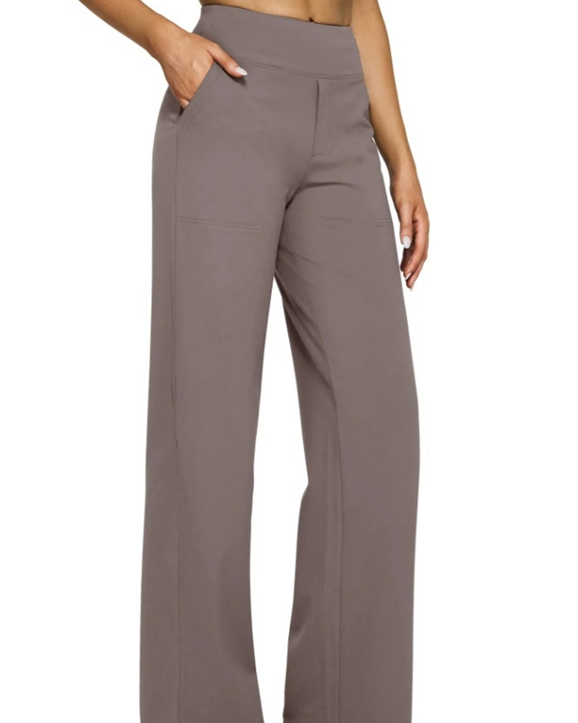 Casual High-Waisted Straight-Leg Yoga Pants with Loose Pockets