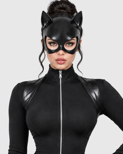 Sexy Leather Catwoman Mask with Pointed Ears