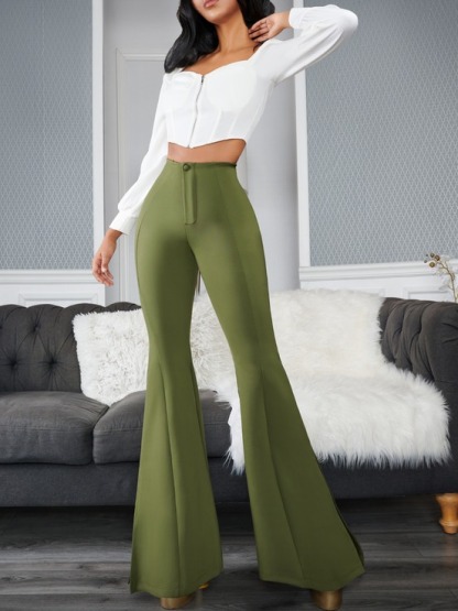 Women's High Waist Side Slit Hip Lift Flared Yoga Pants