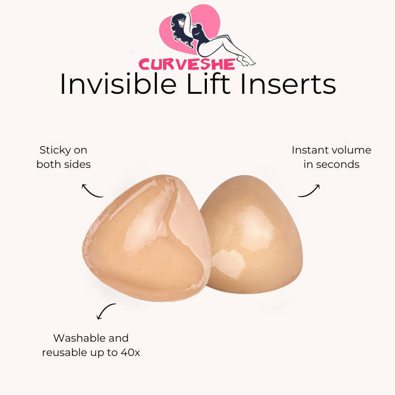 Invisible Lift - Patented Sticky Fashion Bra Inserts Prevents Nipple Slips No Sewing Required Low Cut Tops Womenswear