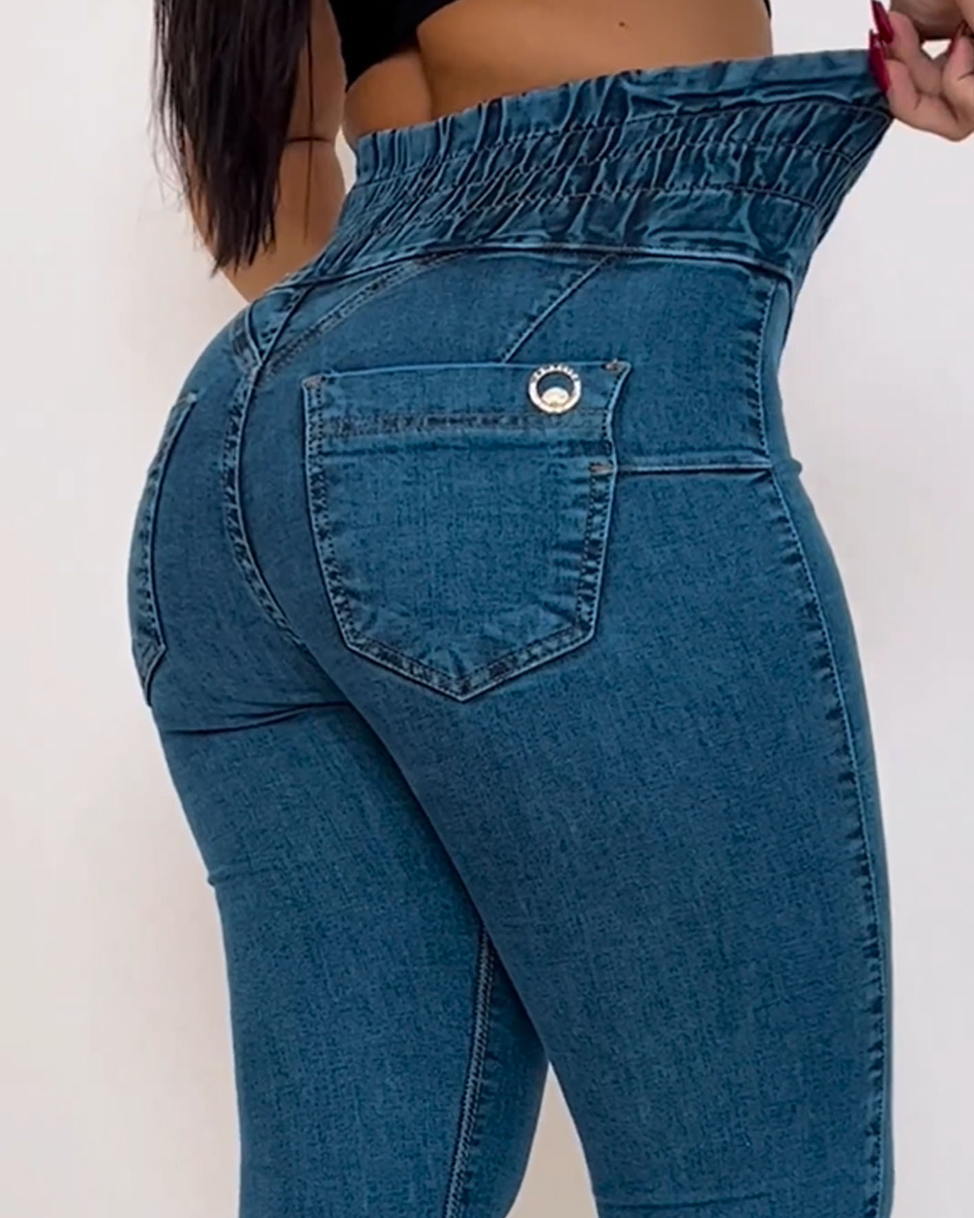 Stretch Elastic High-Waisted Jeans
