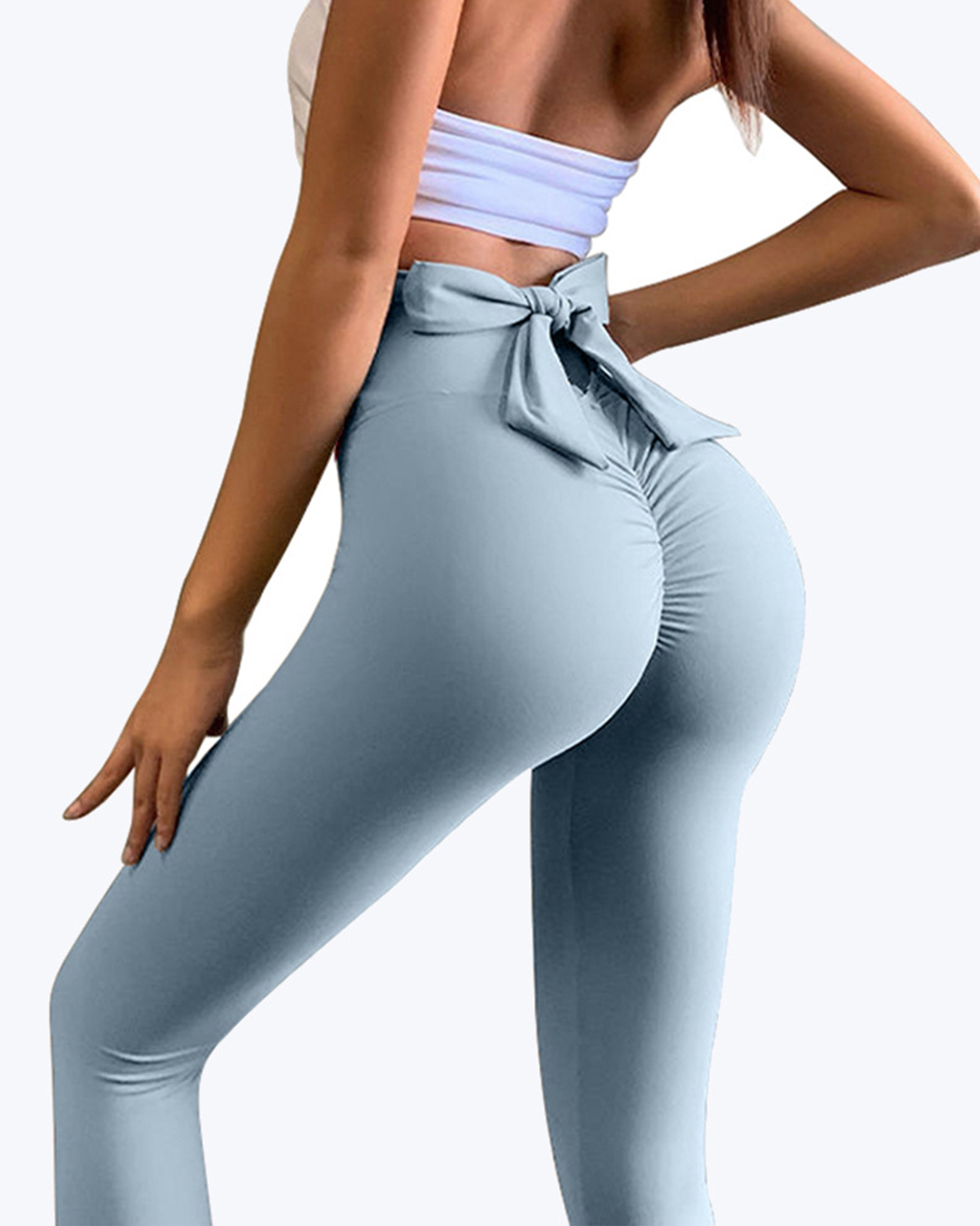 Back waist bowknot yoga seamless pants