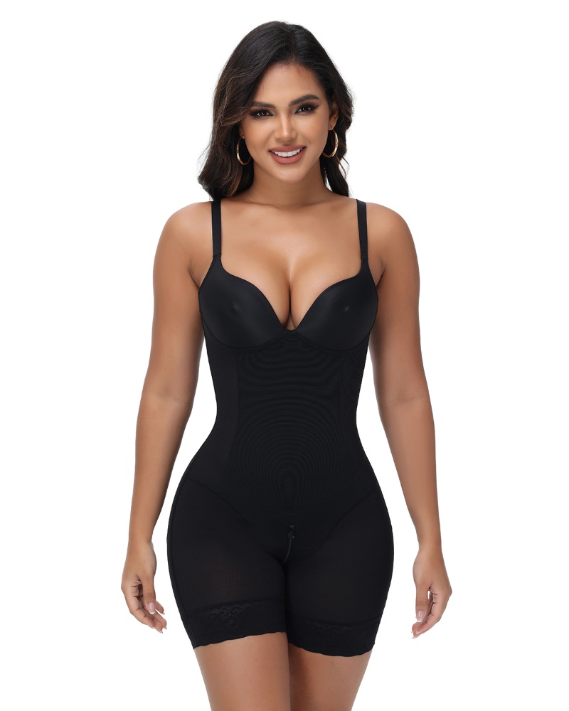 Women's Tummy Control Bodysuit Low Back Built In Bra Shapewear
