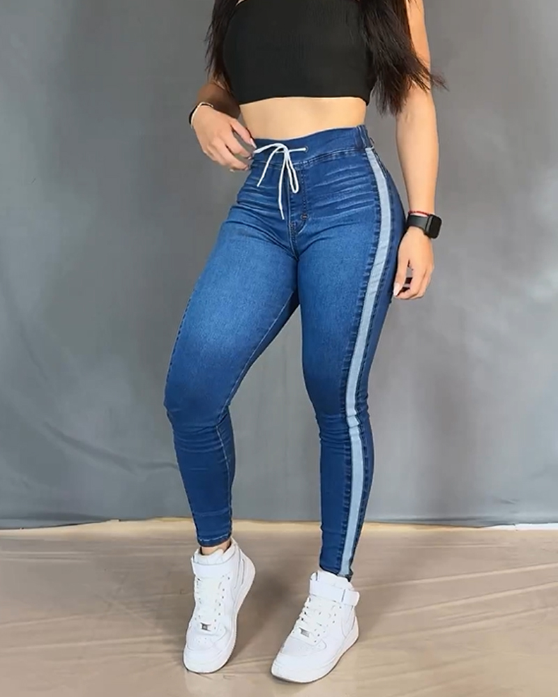 Lace-Up Skinny Casual Jeans (Pre-Sale)