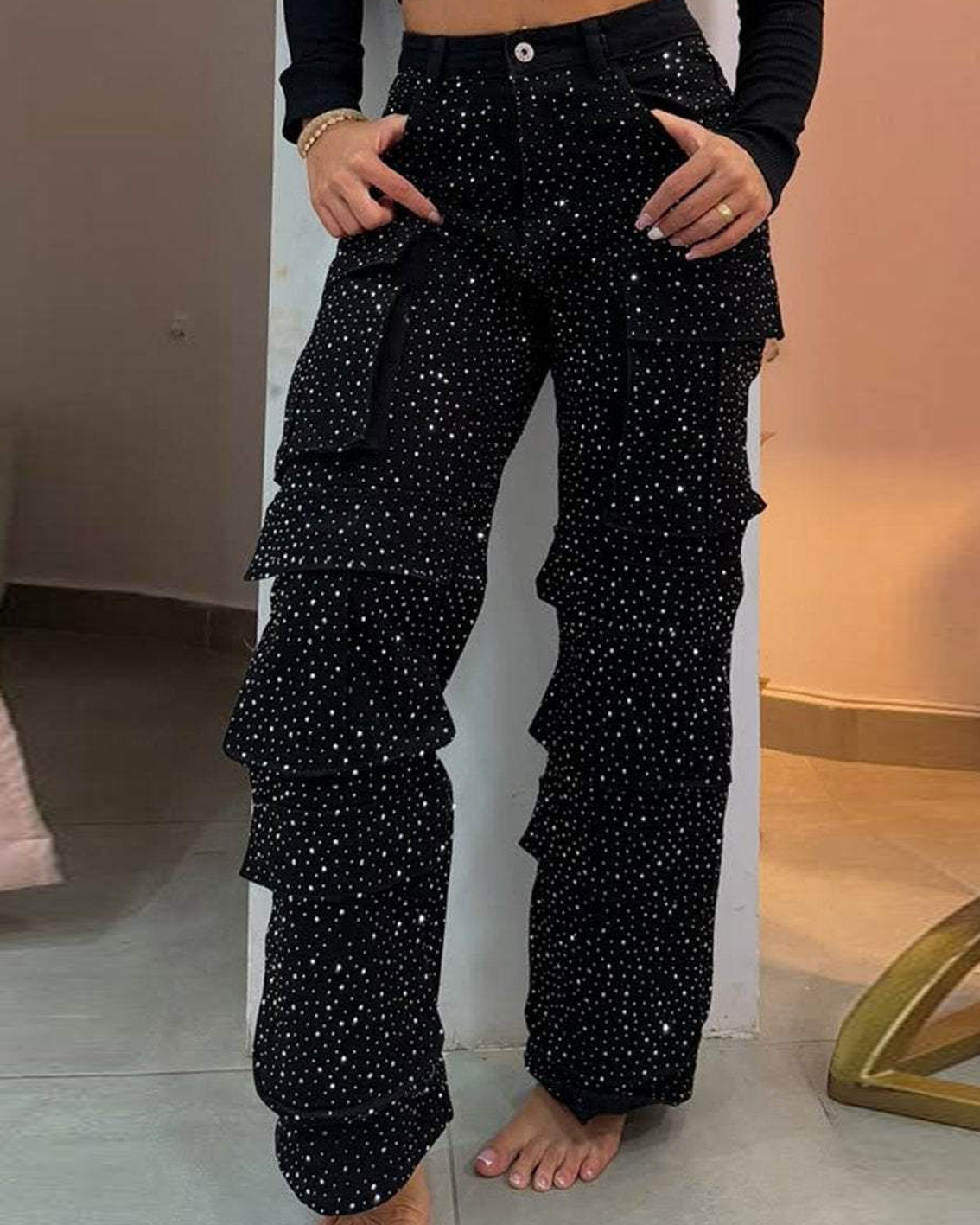 Pocket Diamond Casual Jeans