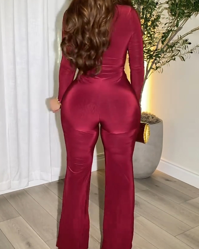 Women's V-Neck Slim-Fit Jumpsuit