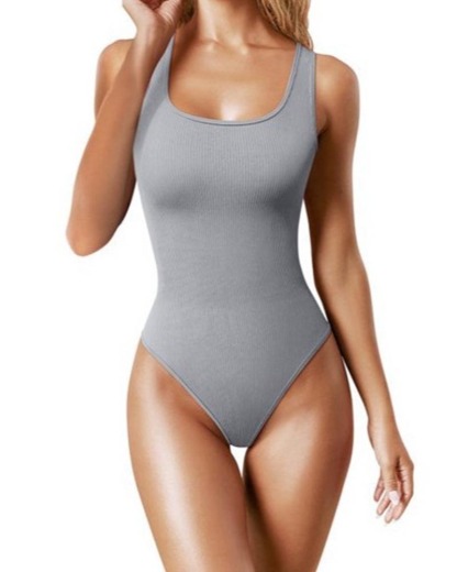 Women's Bodysuits Sexy Ribbed Square Neck Sleeveless Tank Tops Bodysuits