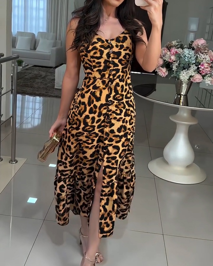 Fashion Print Slim Fit Slip Long Skirt
