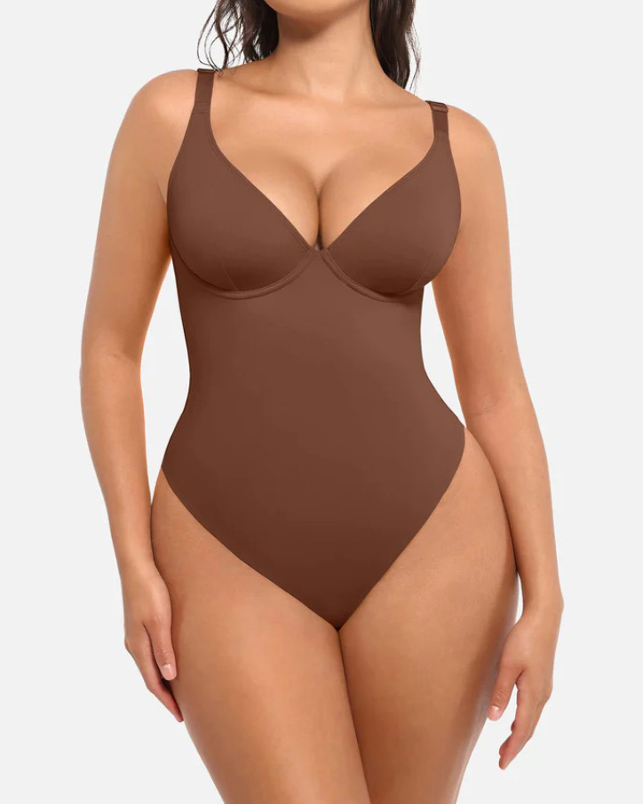Women's V-Neck Slimming Thong Shapewear Bodysuit