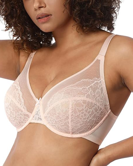 Women Full Coverage Underwire Bras Plus Size Lifting Lace Bra for Heavy Breast