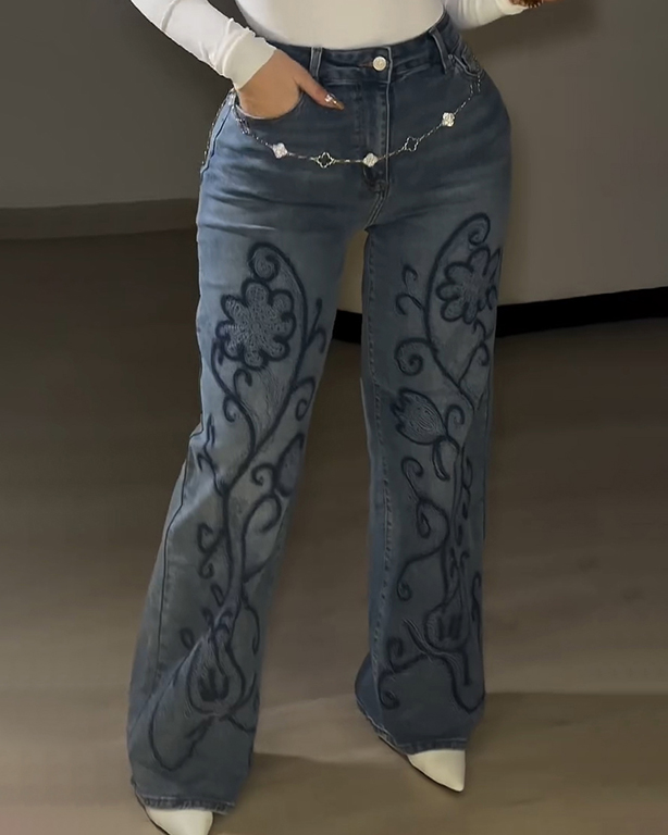 Women's Slim-Fit Embroidered Jeans