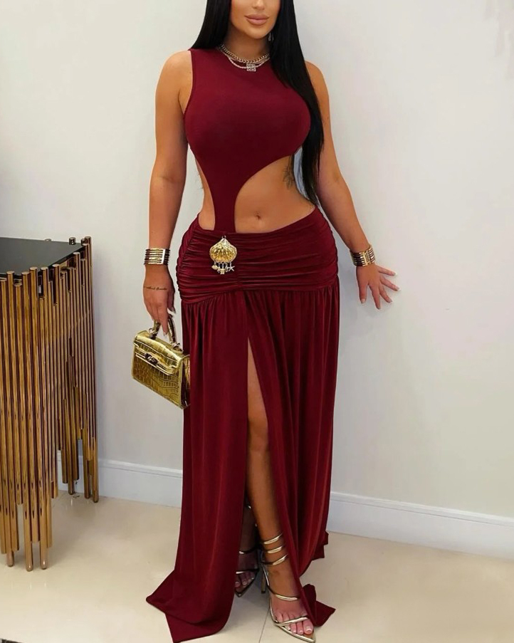 Sexy Sleeveless Backless Slit Dress