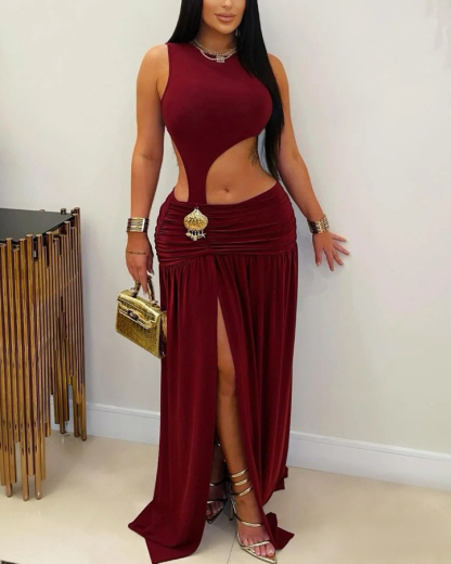 Sexy Sleeveless Backless Slit Dress