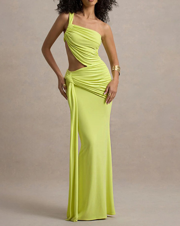One-Shoulder Backless Hollow Bodycon Long Dress