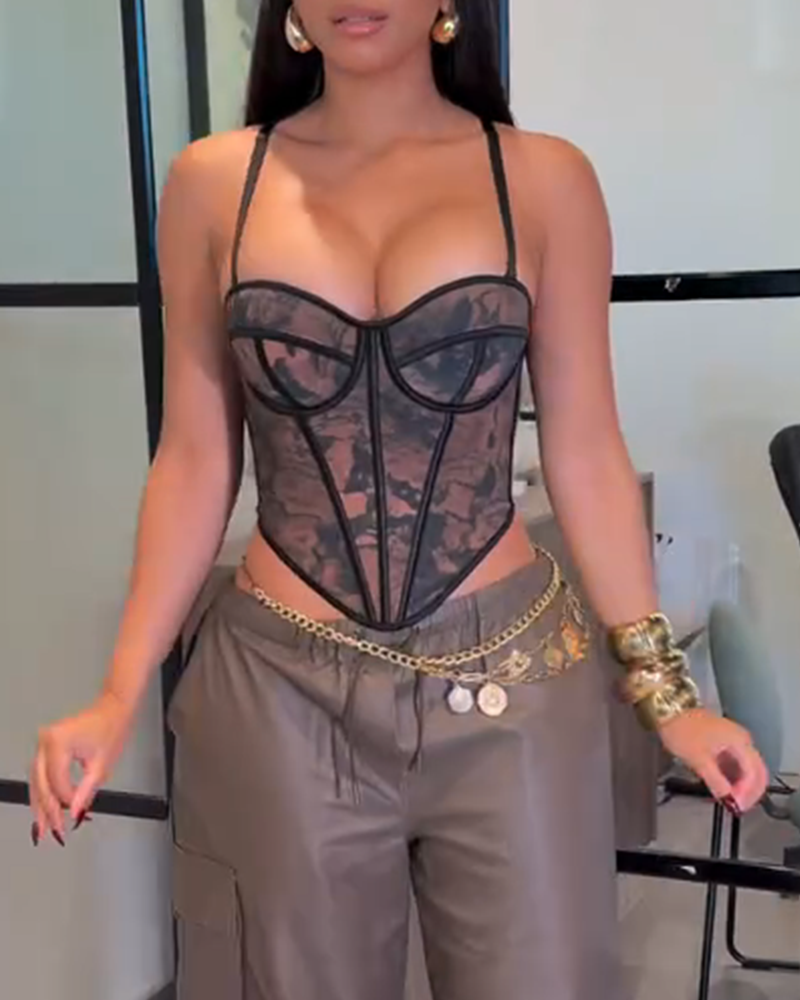 Sexy Mesh Suspender Corset