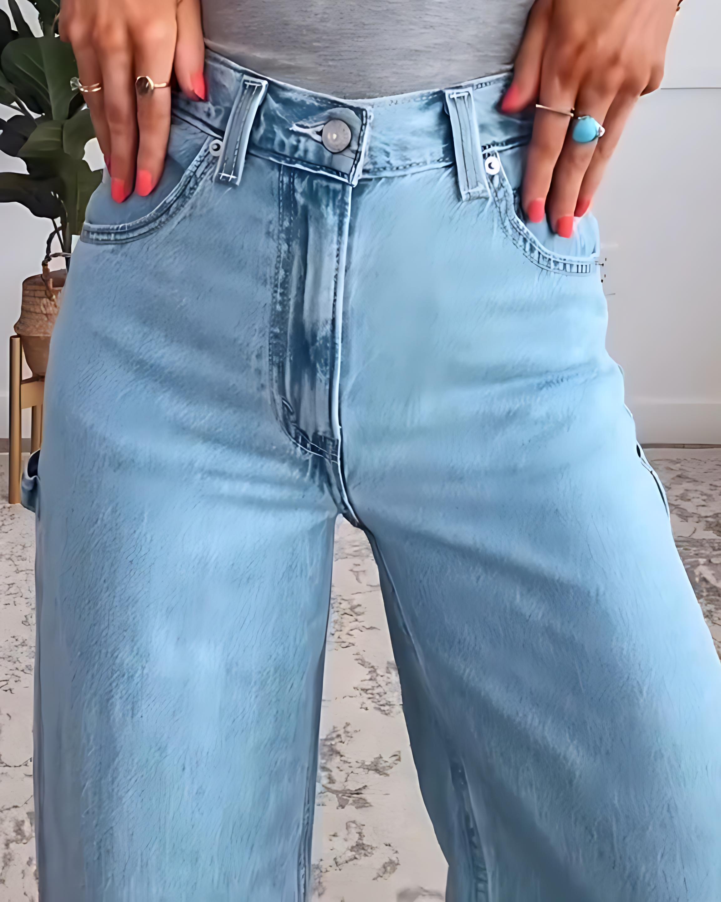 Women's High Waist Fashion Slim Denim Wide Leg Jeans