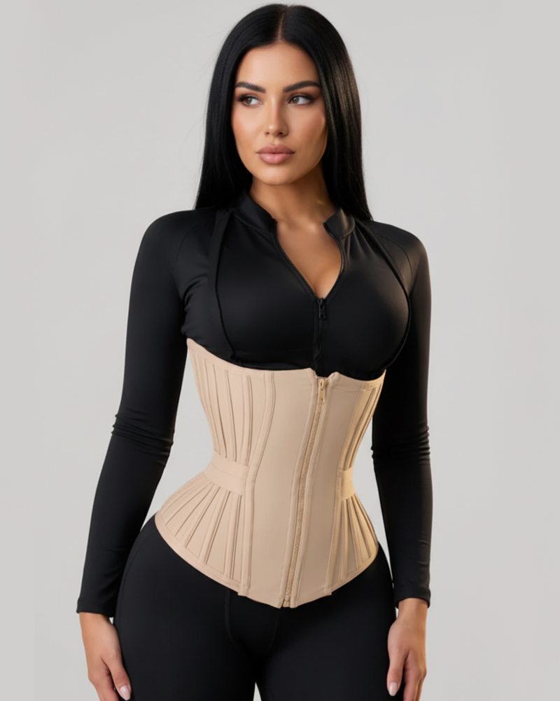 Postpartum Front Zipper Strong Tummy Control Waist Trainer Hourglass Shaping Corset