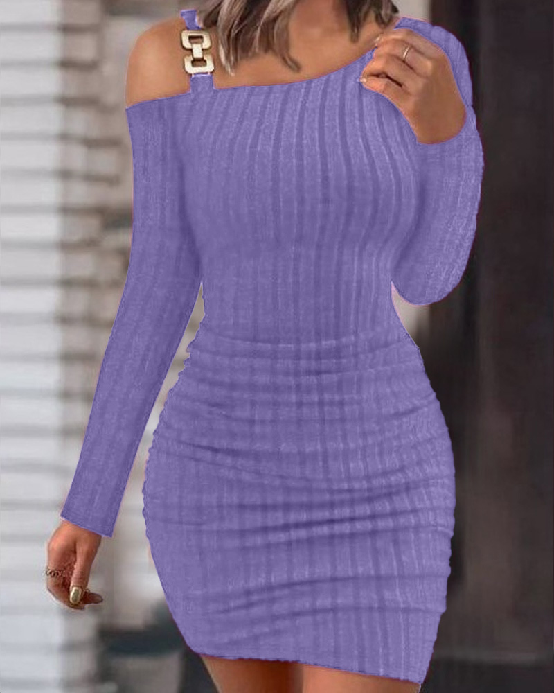 Off-Shoulder One-Neck Tight-Fitting Bodycon Knit Dress