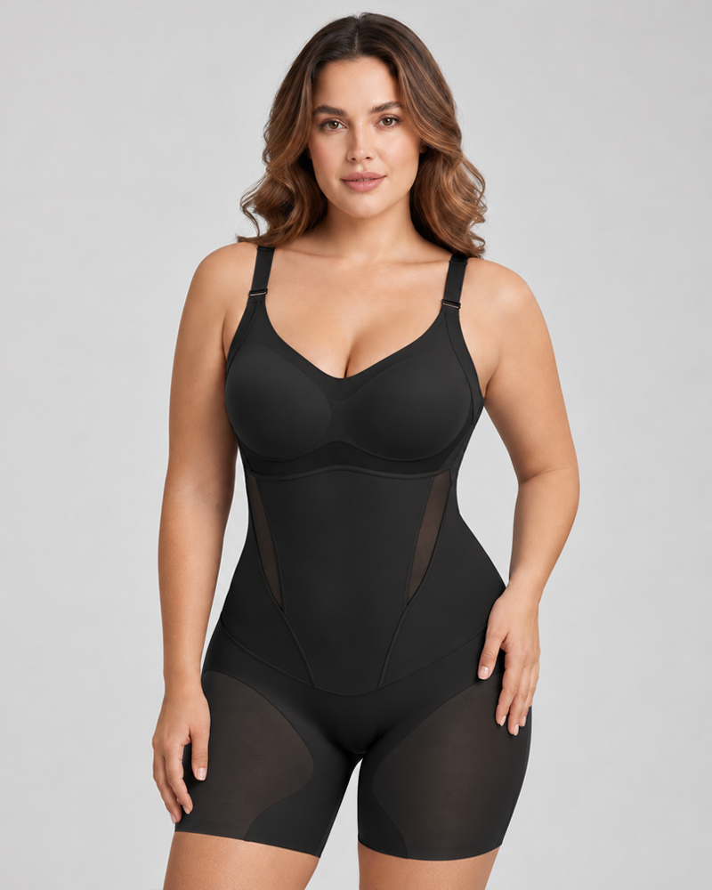 Padded Ultra-Thin Breathable Shapewear Bodysuit Tummy Control Butt Lifting Open Crotch（Pre-Sale）