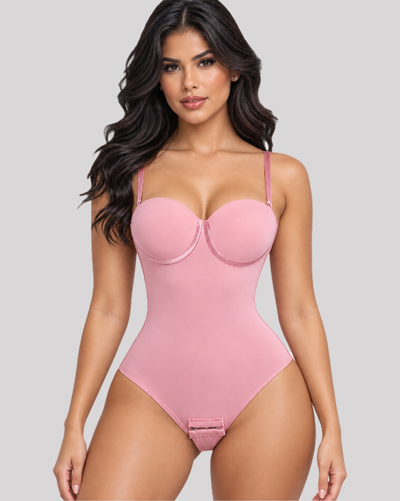 Underwire Cup Crisscross Lace‑Up Back Shaping Bodysuit