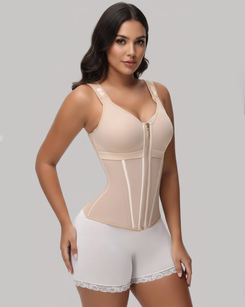 High Compression Tummy Control Latex Corset Waist Vest with Bra
