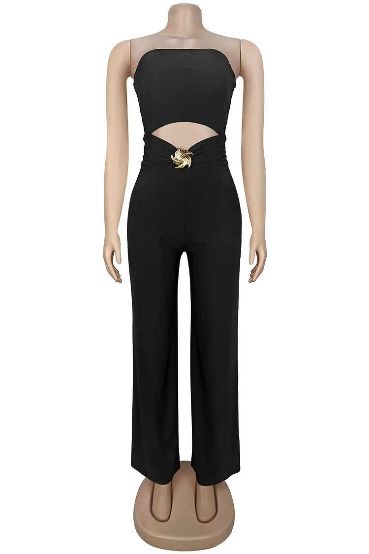 Strapless Slim-Fit Stretch Casual Jumpsuit
