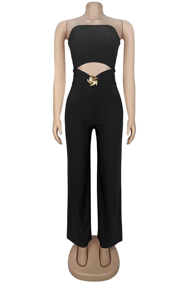 Strapless Slim-Fit Stretch Casual Jumpsuit