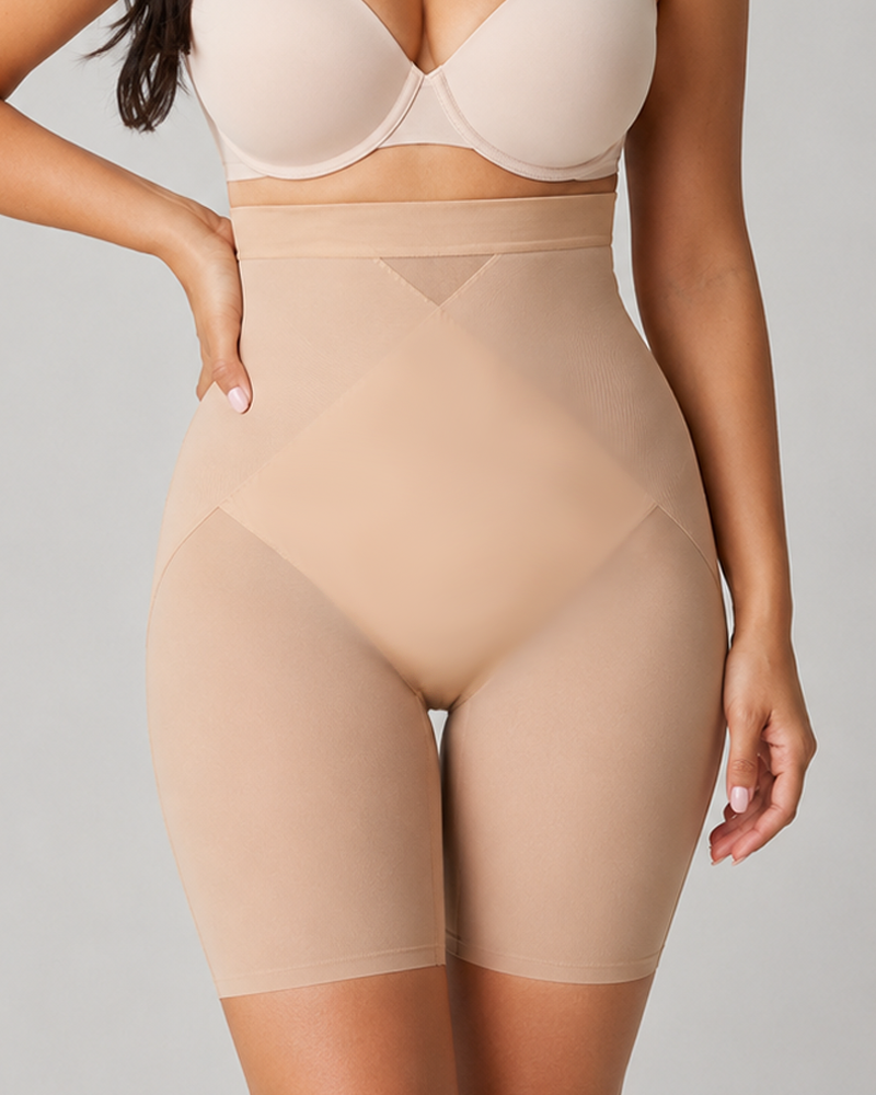 High Waist Mid-Thigh Breathable Mesh Shapewear Shorts, All Day Wear Butt Lifting Shaper