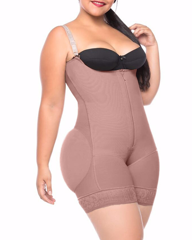 Women's Butt Lifting Open Bust Bodysuit Body Shaper With Zipper Shapewear Slimming Compression Faja With Straps Ref2132-Curvy-Faja