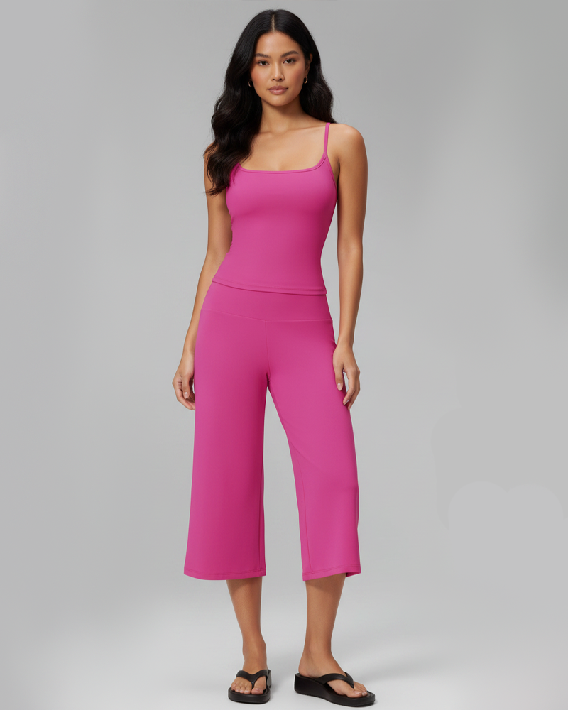 ank Top High‑Waist Quick‑Dry Capri Pants Yoga Sports Set