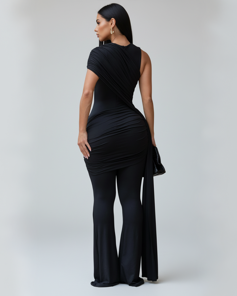 Elegant Fashion Bodycon Sash Tie Slim Fit Jumpsuit
