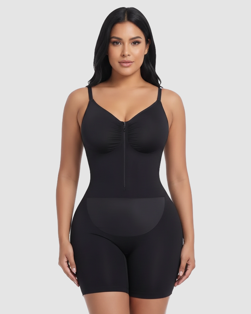Seamless Double‑Layer Zip Shaping Bodysuit