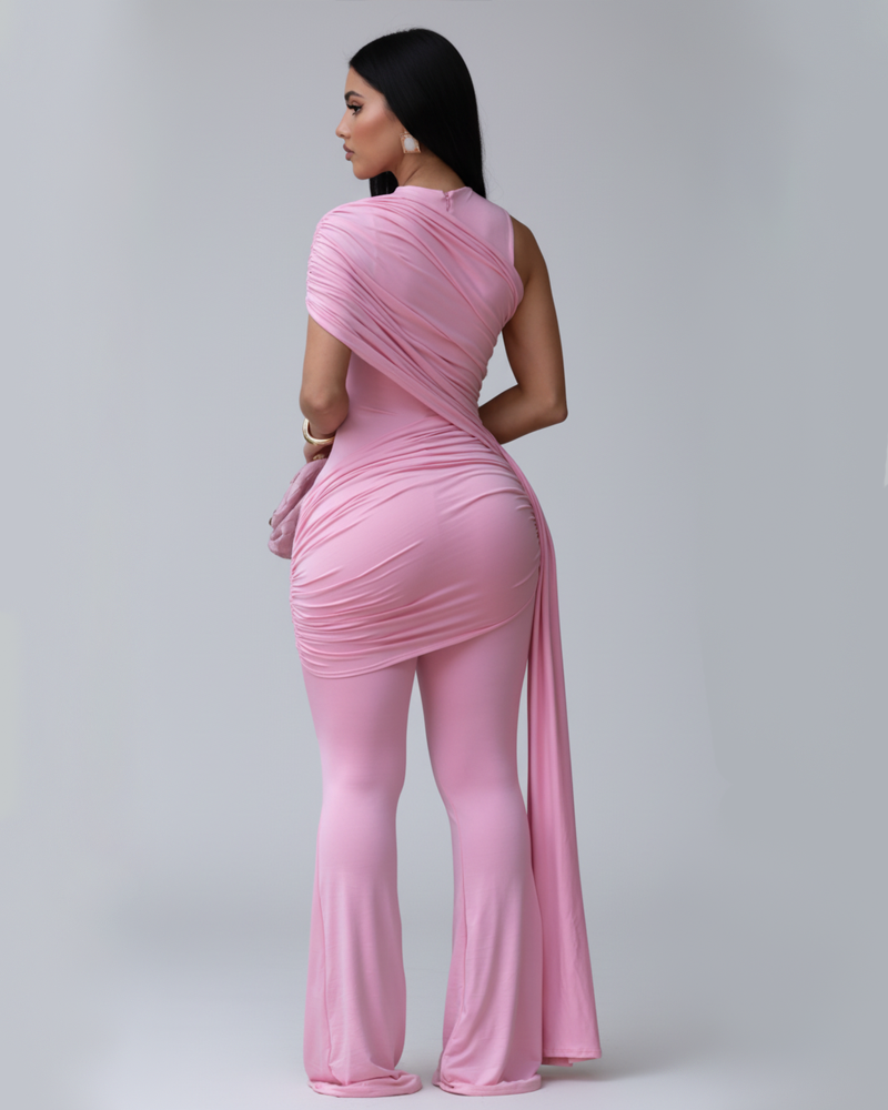 Elegant Fashion Bodycon Sash Tie Slim Fit Jumpsuit