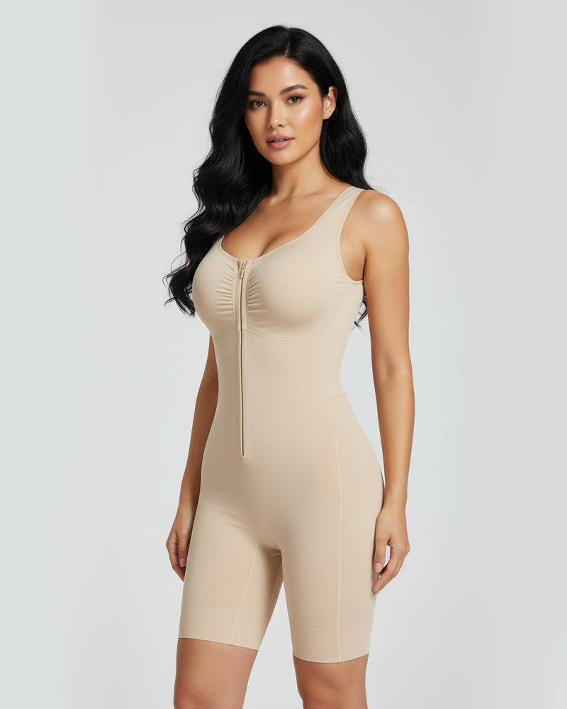 Easy Off Front Zipper Tummy Control Butt Lifting Shapewear Bodysuit（Pre-Sale）