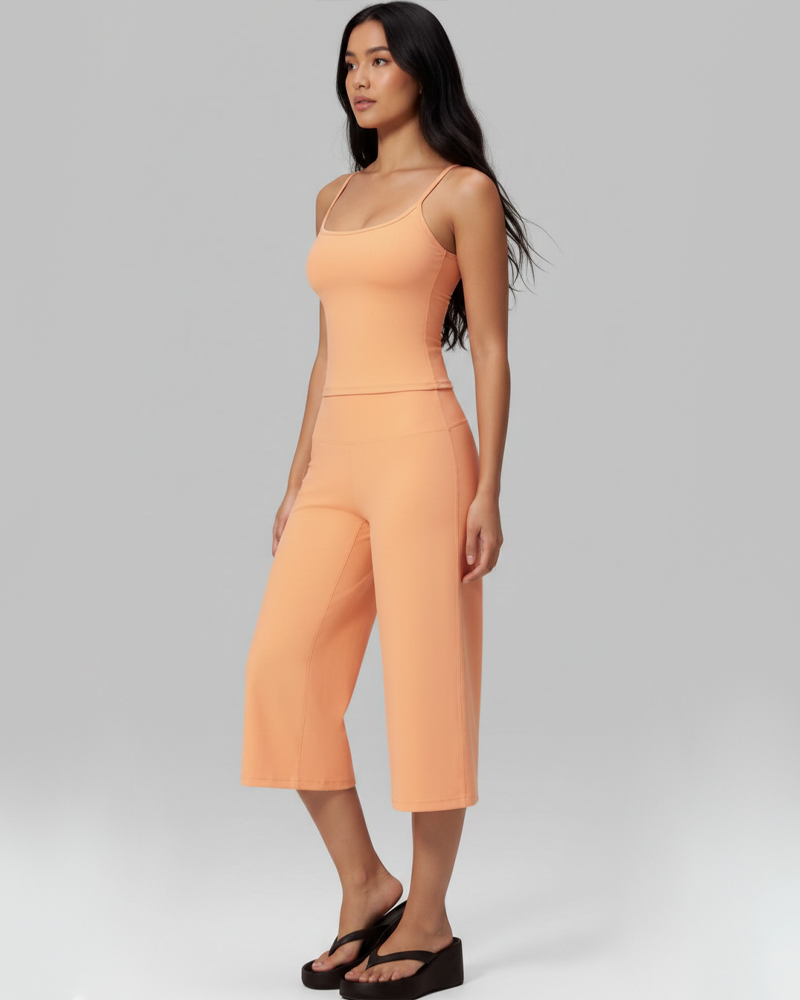 ank Top High‑Waist Quick‑Dry Capri Pants Yoga Sports Set