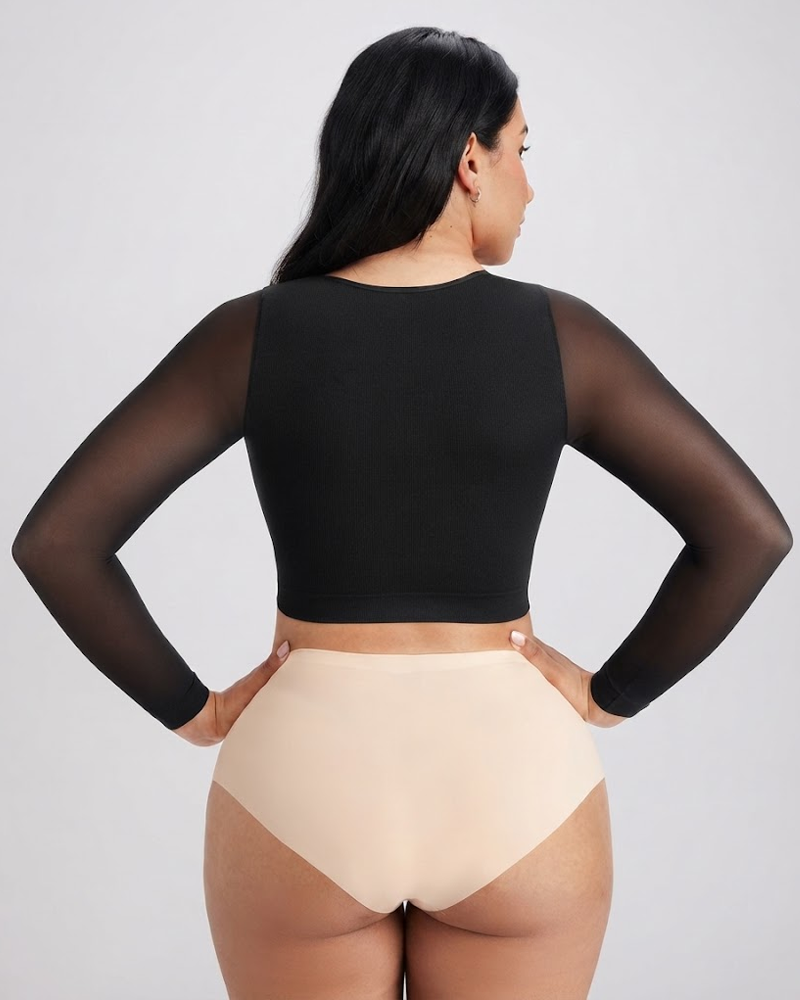 Front‑Closure Built‑In Bra Arm‑Sculpt Long Sleeve Top（Pre‑Sale）