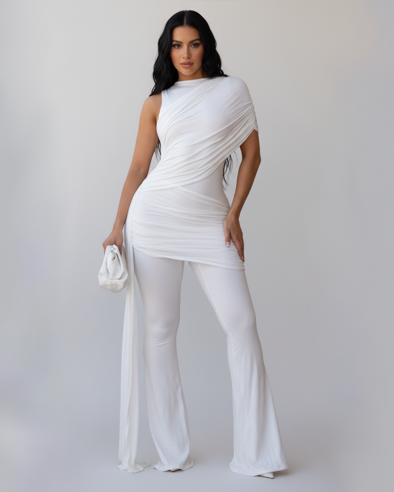 Elegant Fashion Bodycon Sash Tie Slim Fit Jumpsuit