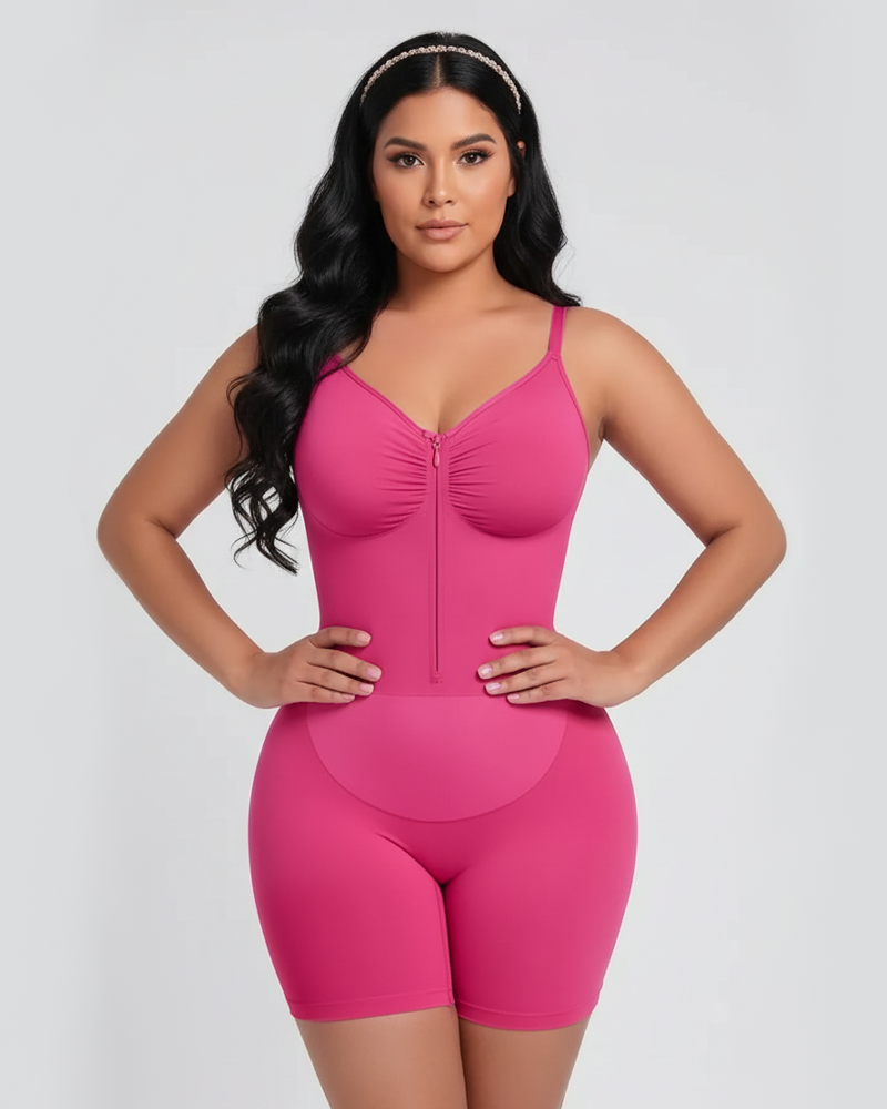 Seamless Double‑Layer Zip Shaping Bodysuit