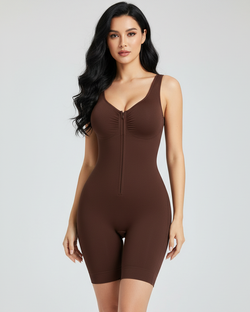 Easy Off Front Zipper Tummy Control Butt Lifting Shapewear Bodysuit（Pre-Sale）