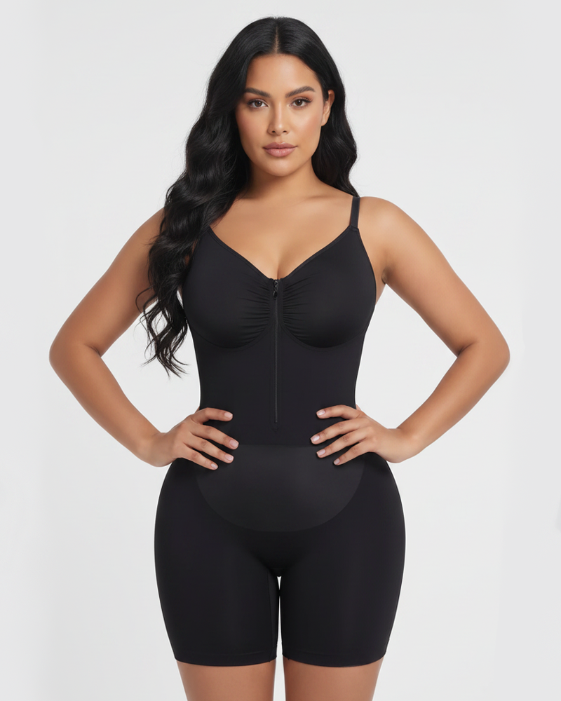 Seamless Double‑Layer Zip Shaping Bodysuit