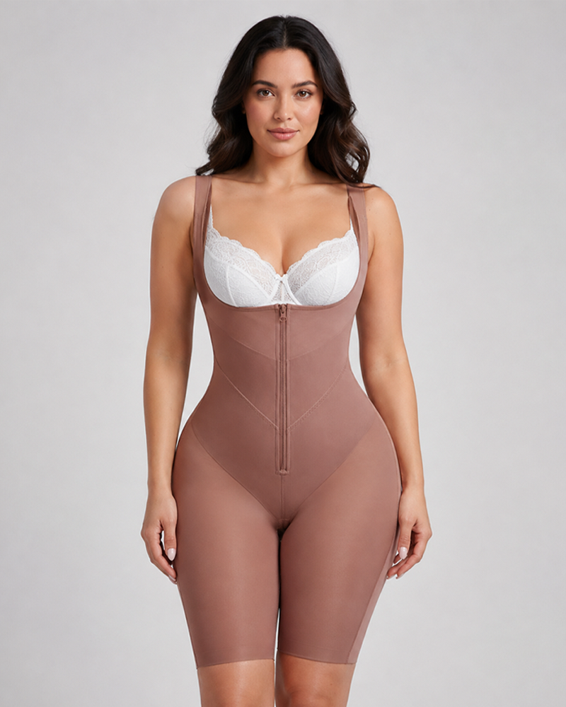 Open‑Front Zip Double‑V Wide Waistband Shapewear (Pre‑Sale)