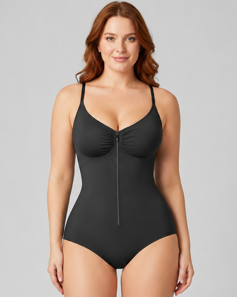 Zipper Seamless Tummy Control Triangle Shaping Bodysuit