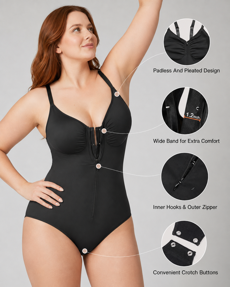 Zipper Seamless Tummy Control Triangle Shaping Bodysuit