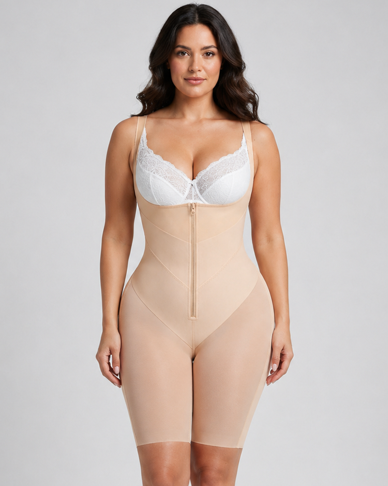 Open‑Front Zip Double‑V Wide Waistband Shapewear (Pre‑Sale)