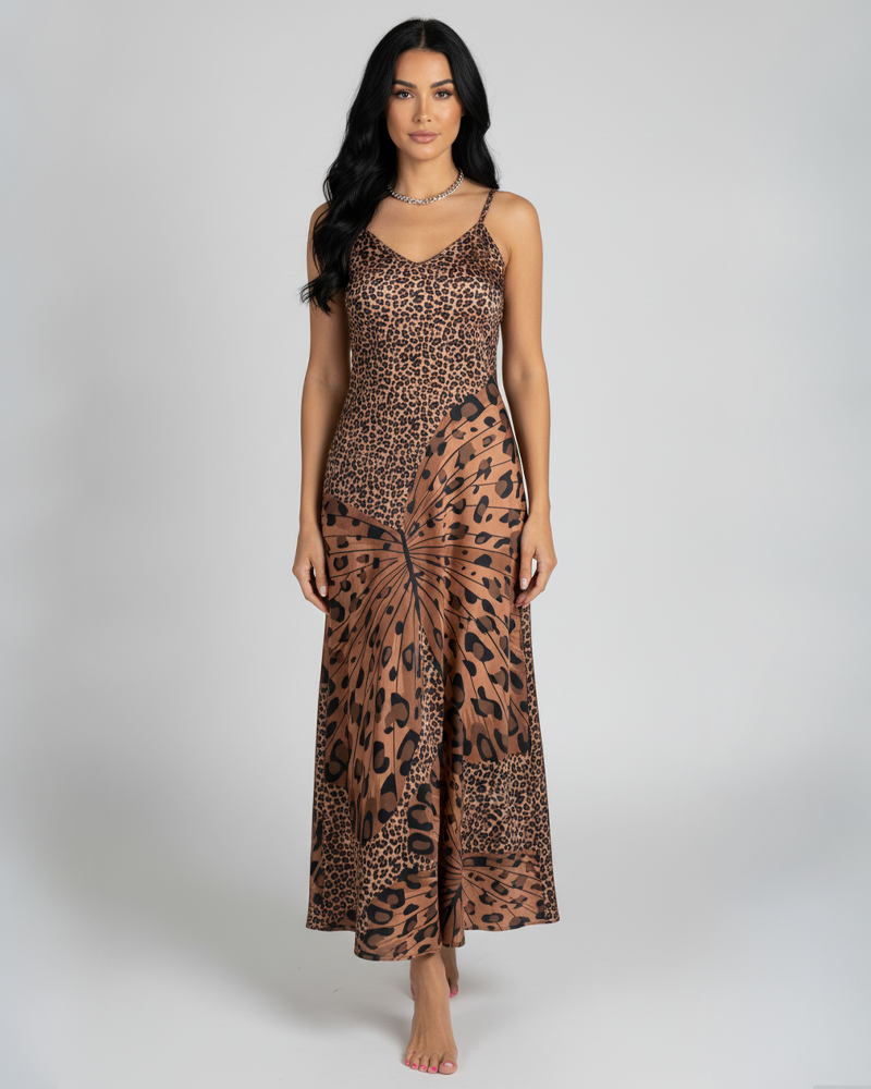 Cami Leopard Butterfly Print Dress