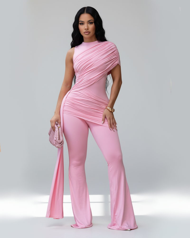 Elegant Fashion Bodycon Sash Tie Slim Fit Jumpsuit