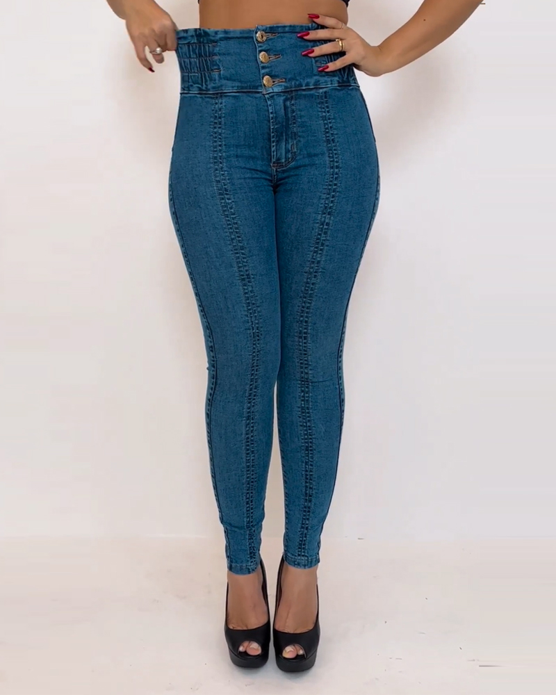 Stretch Elastic High-Waisted Jeans (Pre-Sale)